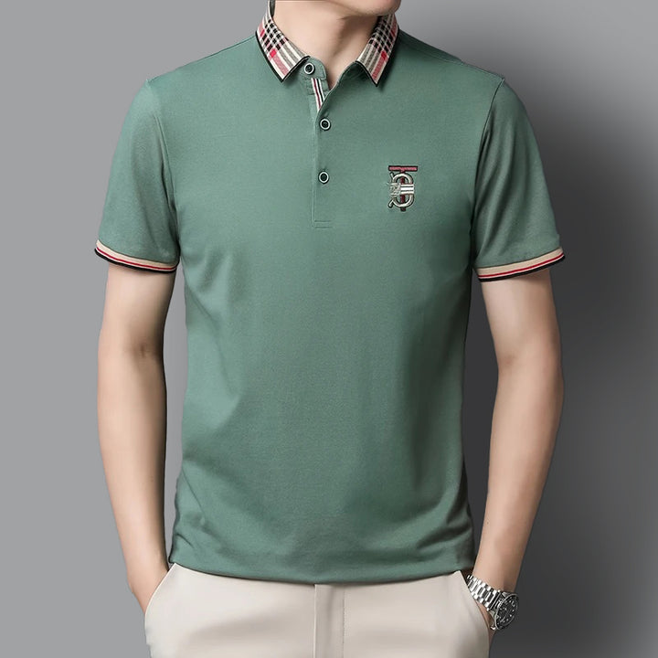 Herren Poloshirt mit kariertem Kragen