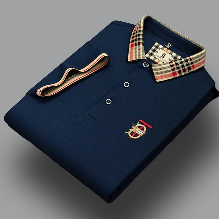 Herren Poloshirt mit kariertem Kragen