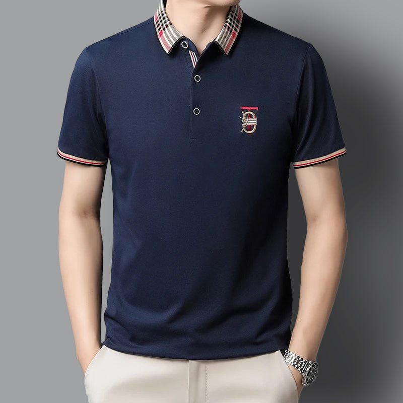 Herren Poloshirt mit kariertem Kragen