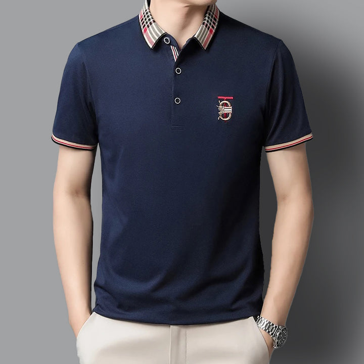 Herren Poloshirt mit kariertem Kragen