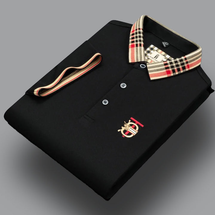 Herren Poloshirt mit kariertem Kragen