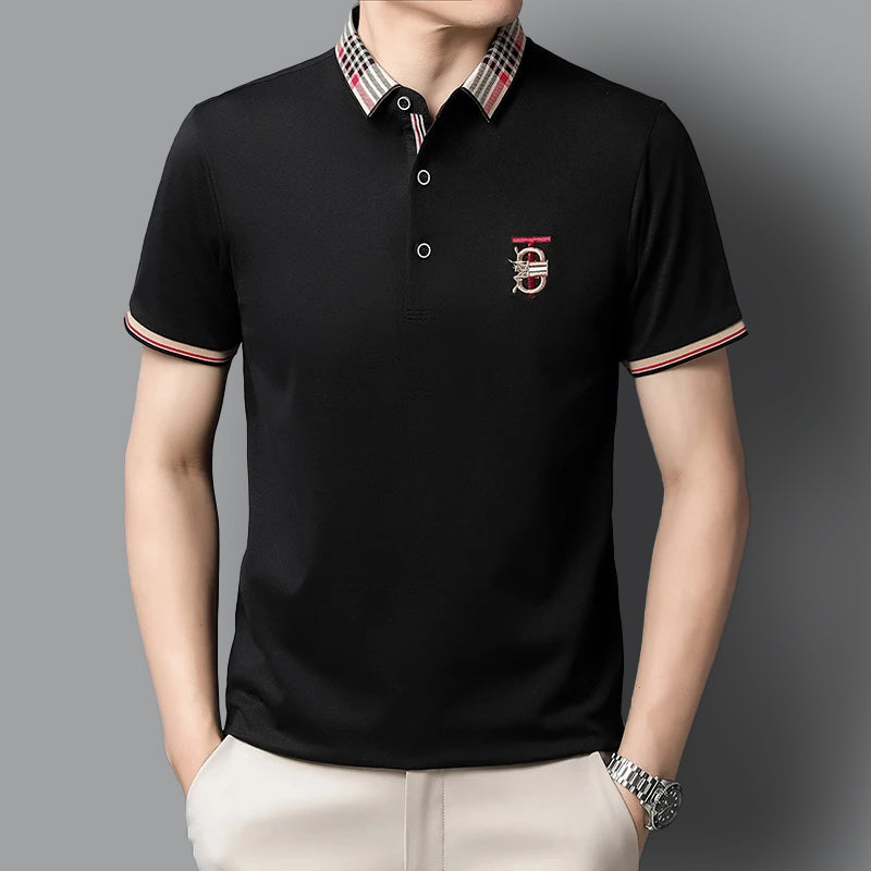Herren Poloshirt mit kariertem Kragen