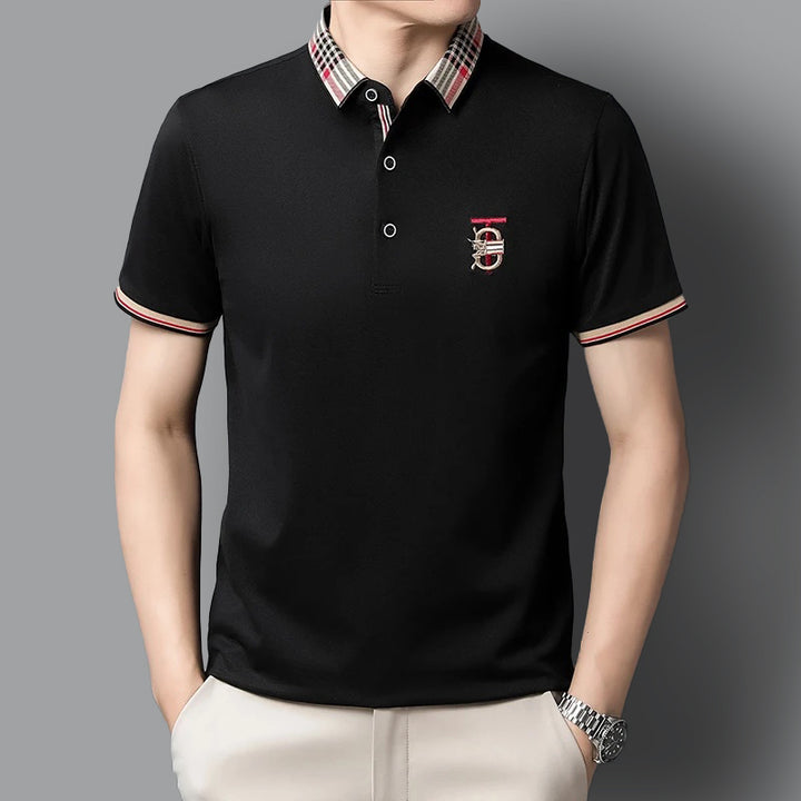 Herren Poloshirt mit kariertem Kragen