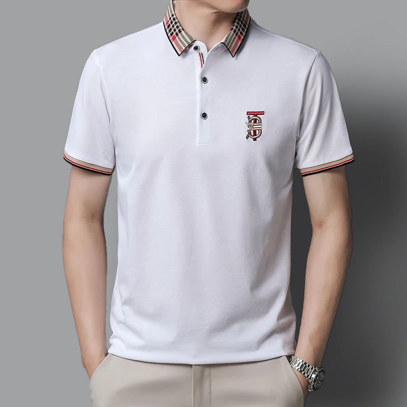 Herren Poloshirt mit kariertem Kragen