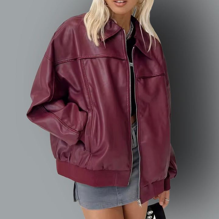 Übergroße Lederjacke für Damen